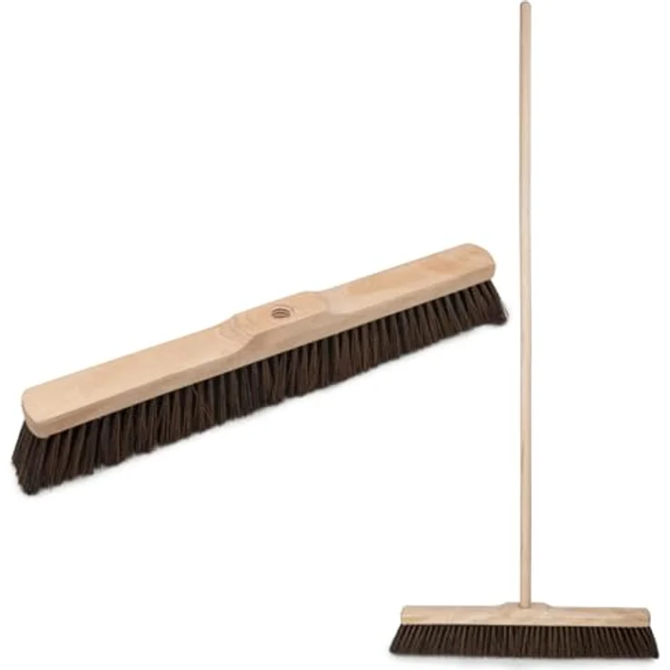 Prima-Online Holz Besenkopf mit Stiel, 50 cm Breite, 22 mm Gewinde, wählbare Stiellängen 120 cm oder 150 cm, robuste PET-Borsten – Bild 1