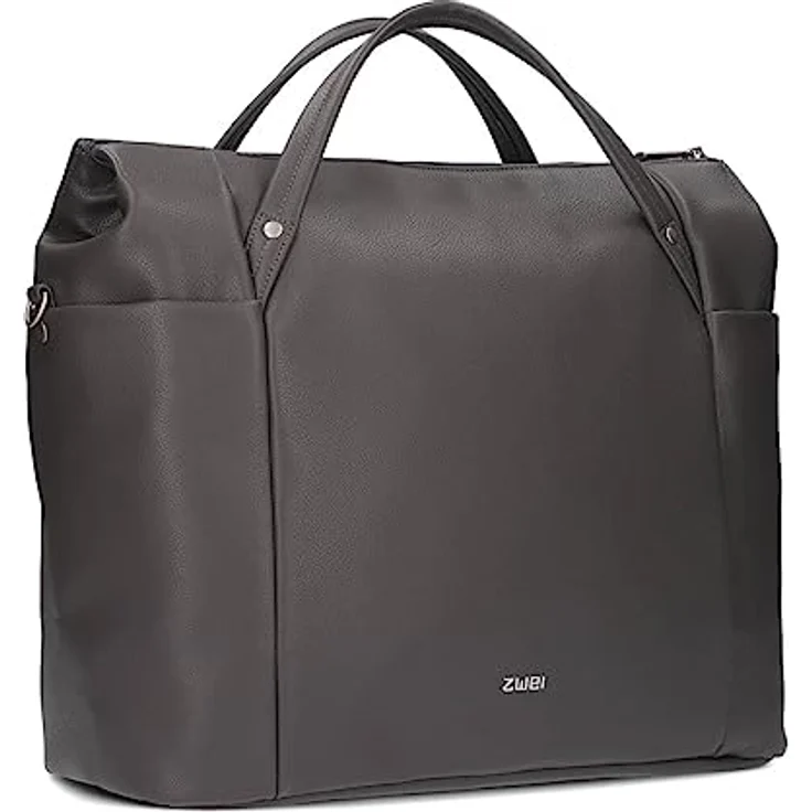 ZWEI Handtasche Pia PI160, elegante Shopper Tote Bag aus genarbtem Kunstleder, grau, 49 x 16 x 36 cm – Bild 1