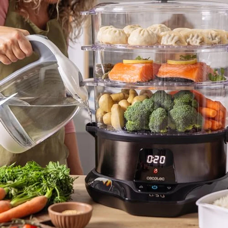 Cecotec Dampfgarer VapoVita 3000 Pro, Digitaler Dampfgargerät mit 1000 W, 1 Liter Kapazität, inklusive 3 Behältern, spülmaschinengeeignet – Bild 4