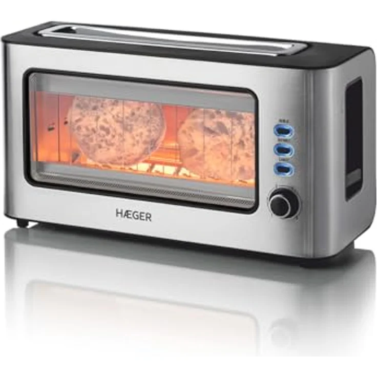 HAEGER Fenster-Toaster – 1 extra breite Öffnung, 1000 W, 6 Temperaturen, Edelstahl – Bild 2