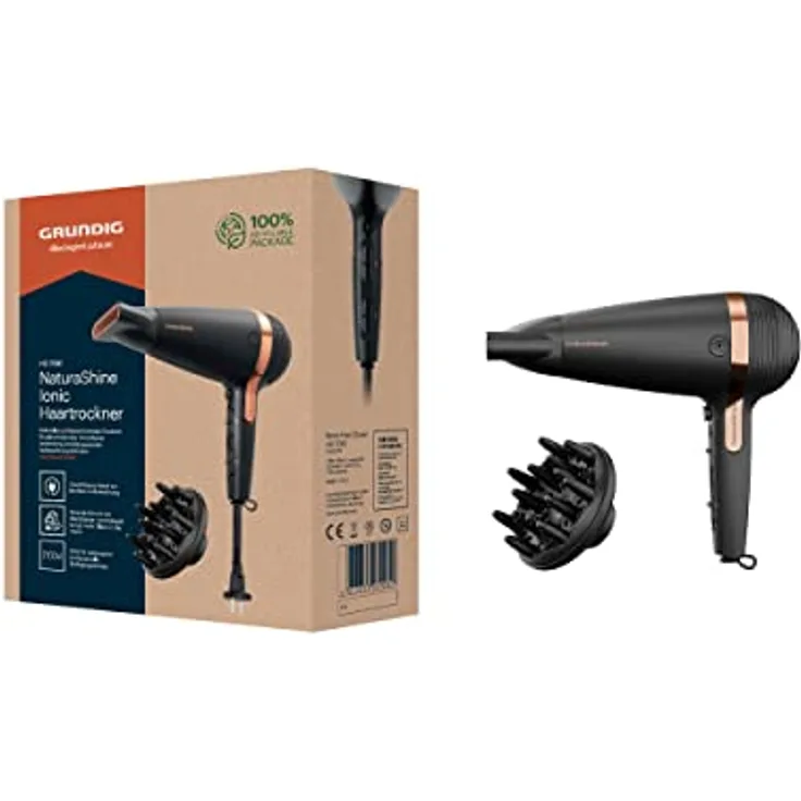 GRUNDIG Haartrockner mit einziehbarem Kabel NaturaShine Haartrockner 1 Stk