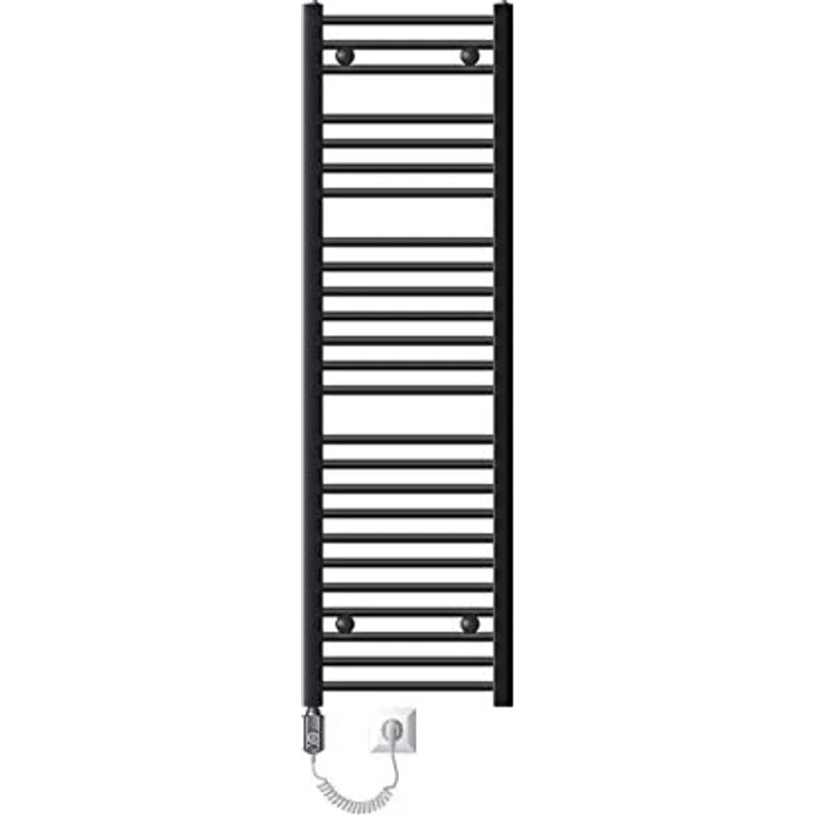 LuxeBath Elektrischer Badheizkörper Sahara 400x1500 mm, anthrazit, 1200W Heizstab mit Thermostat und Digitalanzeige, Handtuchheizkörper und Trockner – Bild 3
