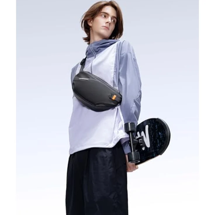 Inateck Gürteltasche 3,8 L, Leichte Crossbody Umhängetasche in Schwarz mit Wasserabweisendem Material und Verstellbarem Schultergurt – Bild 8