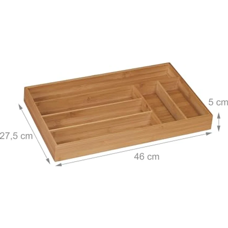 relaxdays Besteckkasten Besteckkasten Bambus 6 Fächer, Ordnungshelfer für Küchenutensilien und Schreibtischbedarf, natur – Bild 3
