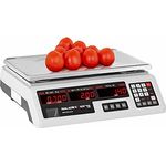 Steinberg Systems SBS-PW-402CR Kontrollwaage Marktwaage 40 kg / 2 g Preiswaage Digitale Waage 7 Speicherplätze Ladenwaage mit Preisanzeige Tischwaage mit LED-Display integrierter Akku