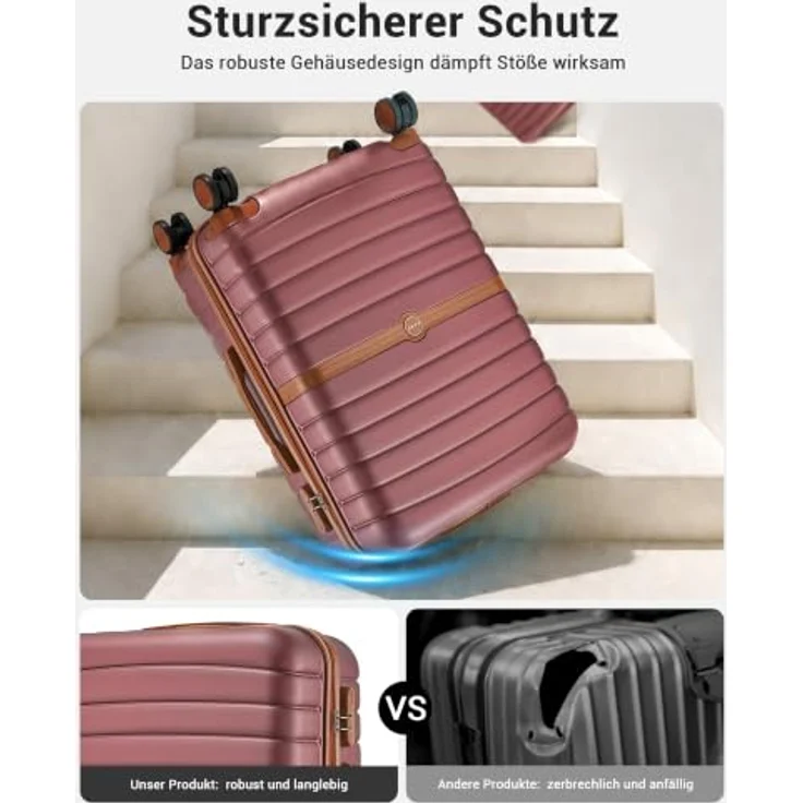 KONO Handgepäck Koffer 55x40x20cm für Ryanair, leichte ABS+PC Hartschale, rot, mit sichertem 3-stelligem Kombinationsschloss – Bild 5
