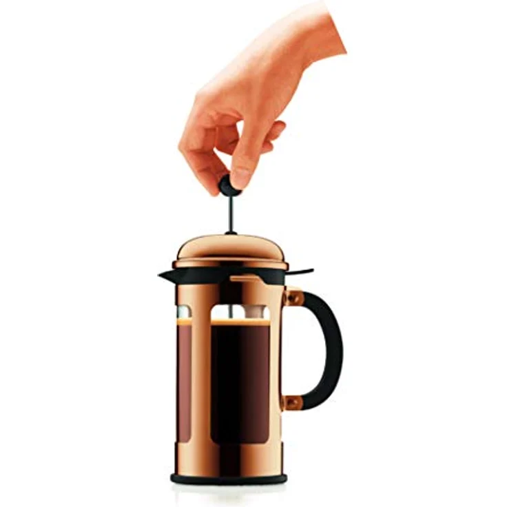 Bodum CHAMBORD Kaffeebereiter (French Press System, Auslaufschutz, Edelstahlrahmen, 1,0 liters) kupfer – Bild 4