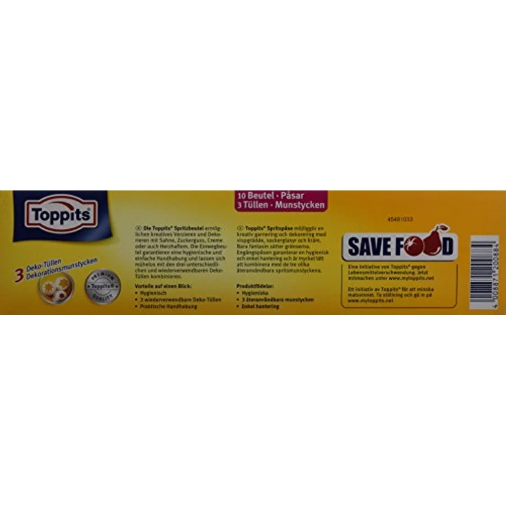 Toppits Spritzbeutel mit 3 Deko-Tüllen Weiß, 10 Stück – Bild 2
