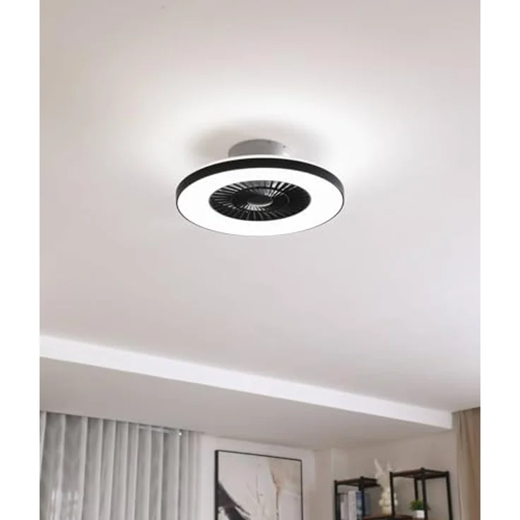 Lindby Paavo, Deckenventilator mit dimmbarem LED-Licht, Fernbedienung und Tuya App, schwarz-weiß, Ø60 cm, 39W, 3900lm – Bild 3