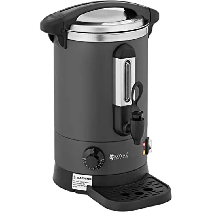 Royal Catering RC-WBDWC6G Wasserkocher 6,1 L 1500 W Abtropfschale Wasserkocher Edelstahl Glühweinkocher Heißwasserbereiter Heißgetränkespender