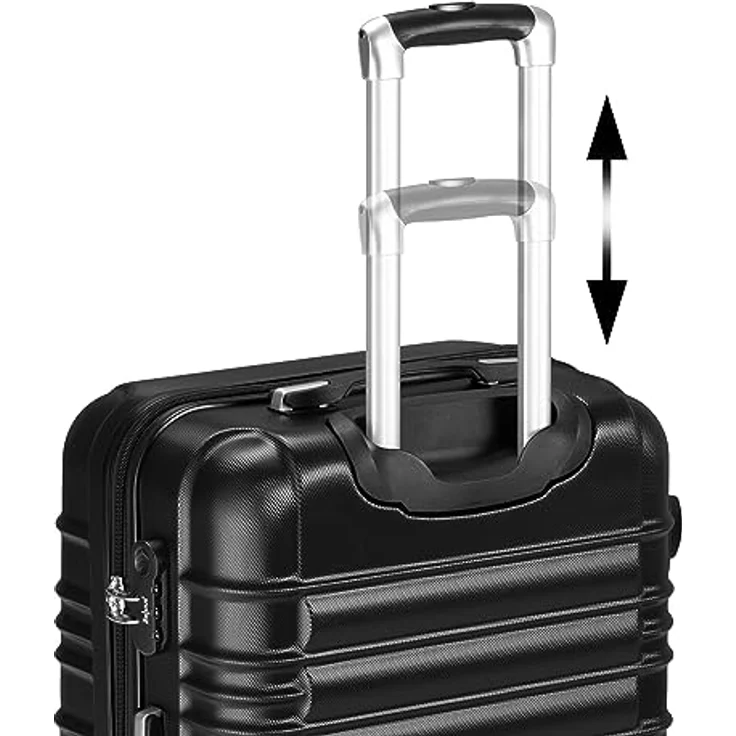 Zelsius Koffer Set 4 Stück, Schwarz | ABS Hartschalenkoffer mit Zahlenschloss, 4 Rollen und Innen Trennwand | Handgepäckkoffer, 4 teilig, Trolley, Koffer Groß, Luggage Set – Bild 5