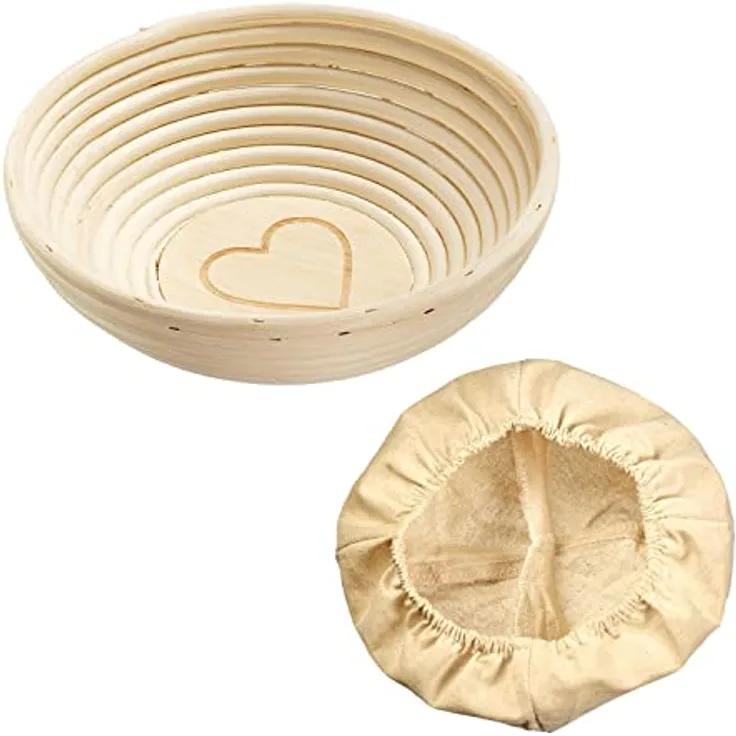 Westmark Gärkörbchen-Set, 2tlg., Gärkörbchen rund + Bezug, Mit Herz, Peddigrohr/Baumwolle, Hellbeige/Beige, 3236227B