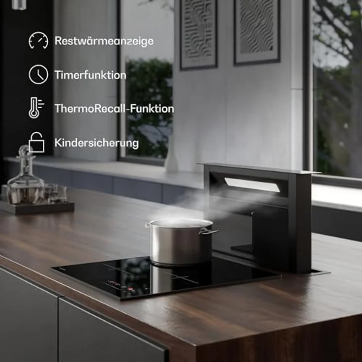 Klarstein Induktions-Kochfeld Velaire XFC503I-B1S, 3 Kochzonen 5500 W, Touch Timer, minimalistisches Design – Bild 6