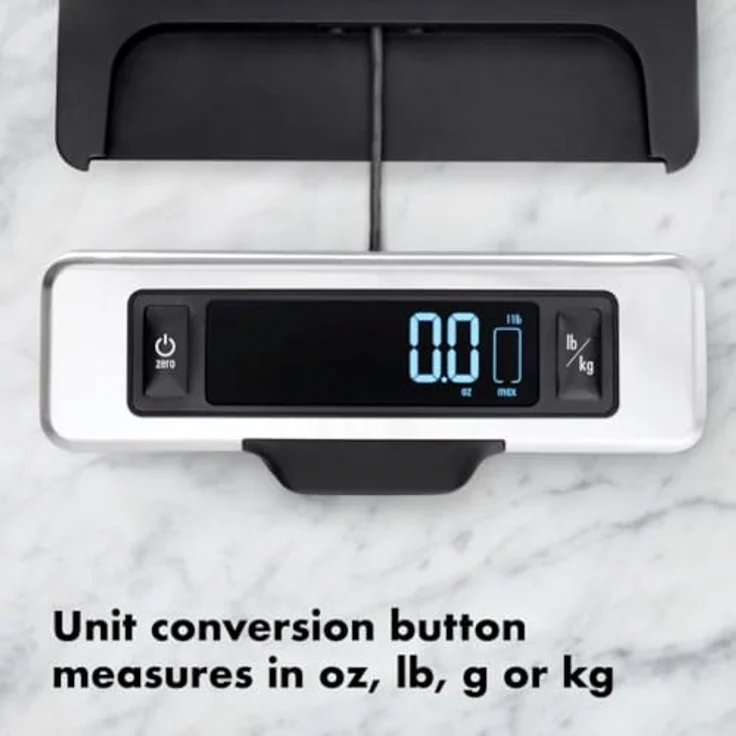 OXO Good Grips 11-Pfund Lebensmittelwaage, Ausziehbare Edelstahl-Küchenwaage mit Gewichtsanzeige, Silber – Bild 4