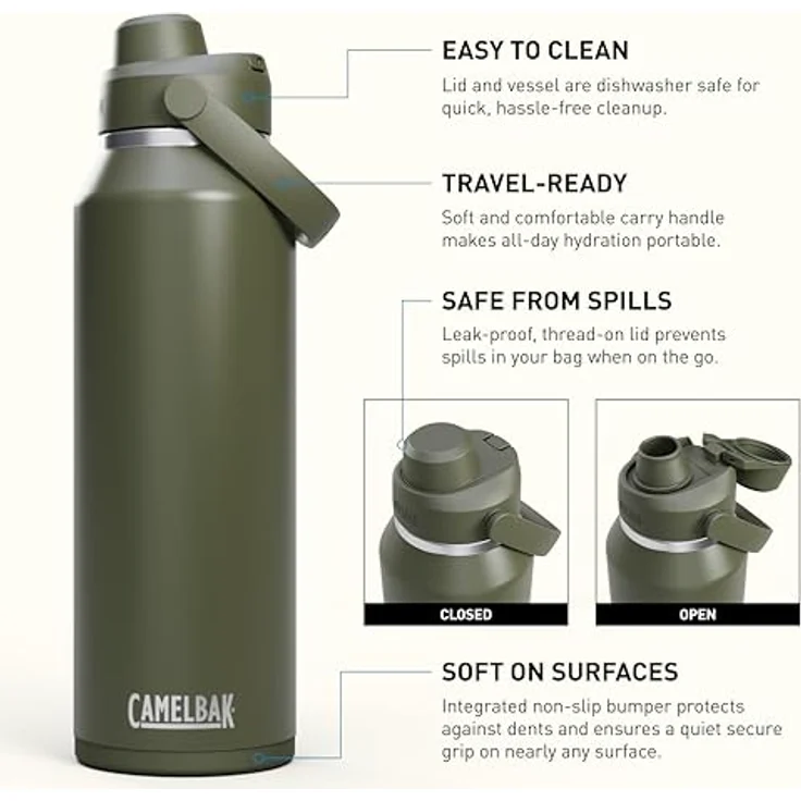 CamelBak Thrive Chug Wasserflasche, isoliert, Edelstahl, Moos, auslaufsicher, BPA-frei, doppelwandig vakuumisoliert – Bild 3