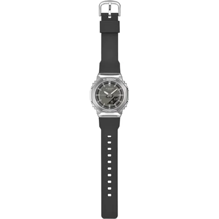 Casio G-Shock GM-S2110-1A1ER, Analog-Digitaluhr für Herren, Edelstahlgehäuse Silber, schwarzes Harzarmband, wasserdicht bis 20 bar – Bild 3