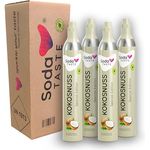 SodaTASTE CO2-Zylinder tauschen 4er-Pack (Refill) für Wassersprudler, mit natürlichem Kokos-Aroma, zuckerfrei, für bis zu 240l Sprudelwasser mit Geschmack