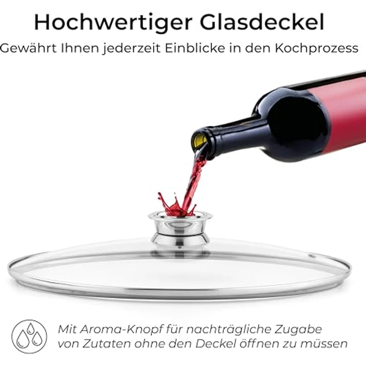 KLAMER Bräter mit Deckel 41 cm, 8,5L XXL Edelstahl Bräter für alle Herdarten, inkl. Induktion, mit 4L Deckelpfanne – Bild 5