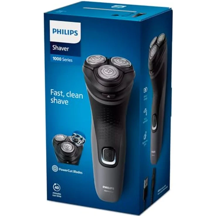 Philips Series 1000 S1142/00 Herrenrasierer – Flex 4D Köpfe, selbstschärfende Stahlklingen, 40 Min Akkubetrieb, Trockenrasur – Bild 5