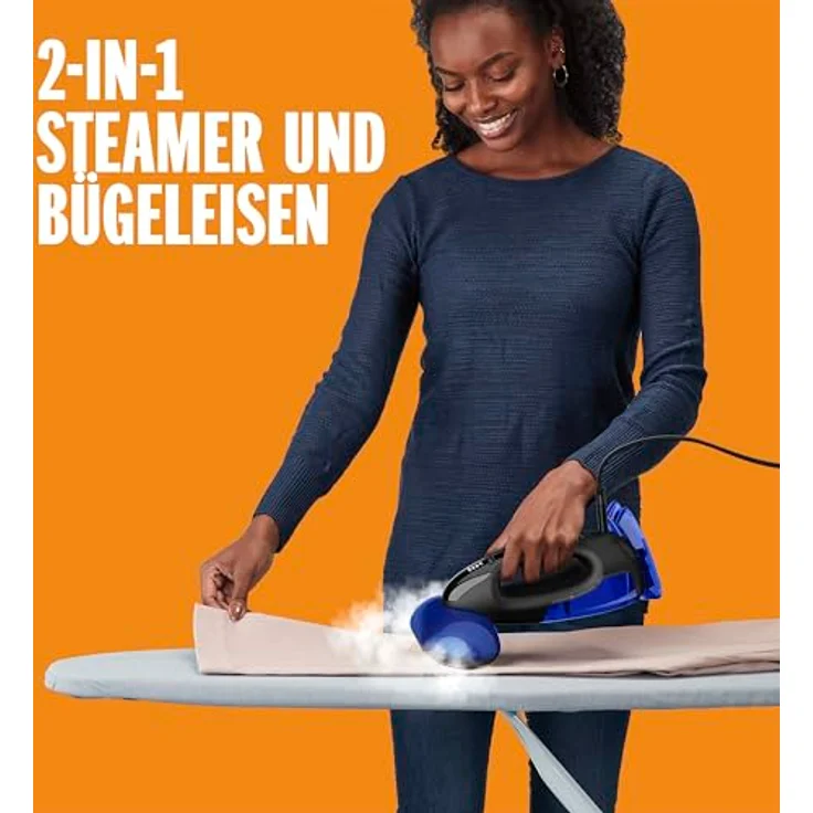 BaByliss Conair GS108E Steam & Iron Turbo, tragbarer Dampfglätter mit 1875 Watt Leistung, 40 % mehr Dampf, Blau/Schwarz – Bild 4