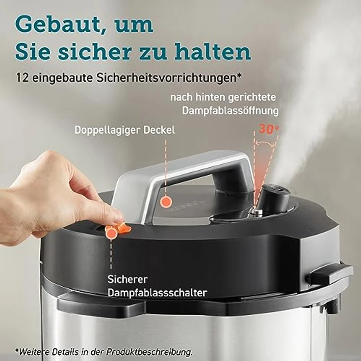 COSORI Schnellkochtopf, 9-in-1 Multikocher, 5,7 L Pressure Cooker, Edelstahl - 14 Funktionen, Rezeptbuch, lebenslanger Kundenservice – Bild 5