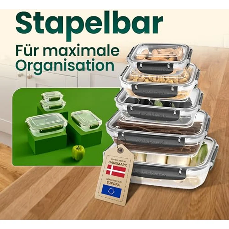 UANDU Lock & Fresh 5er Vorratsdosen Set, luft- und wasserdicht, BPA-frei, Anthrazit – Bild 7