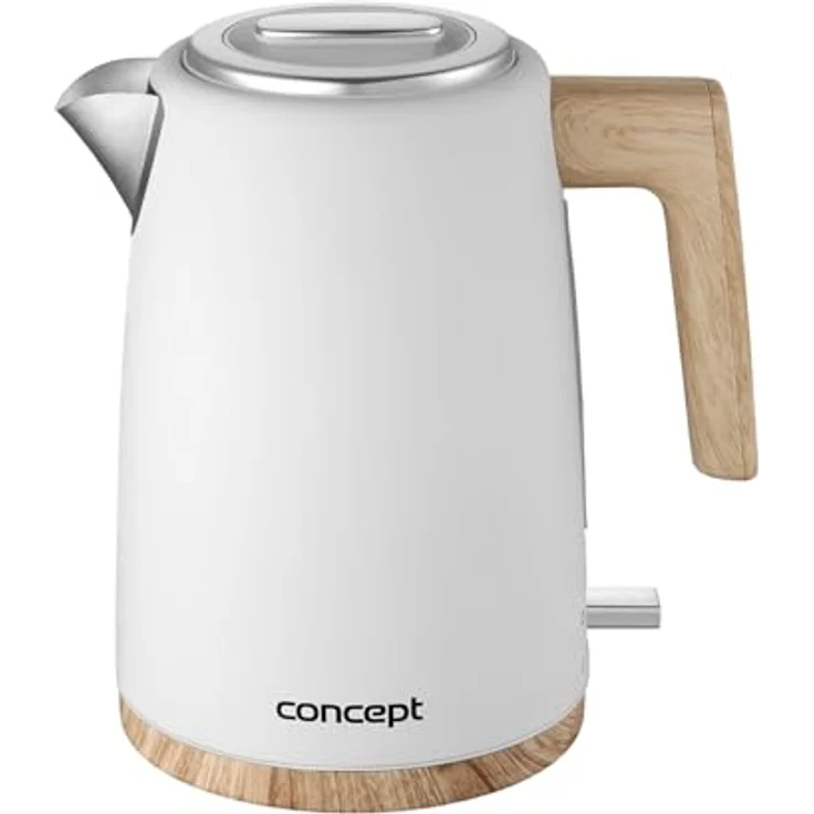 Concept Wasserkocher RK3315, 1.7 l, 2200,00 W, Elektrischer Wasserkocher 2200W 1.7L weiß, Britischer STRIX Stecker, Holzimitat Griff, 360° drehbarer Sockel – Bild 9