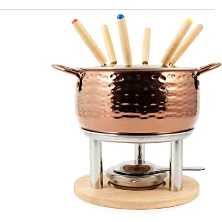 HOME 9830100 Rosenfondue Service 11 Stück für 6 Personen aus Edelstahl 18/10, Bourguignonne, Schokolade, Käse, Stahl