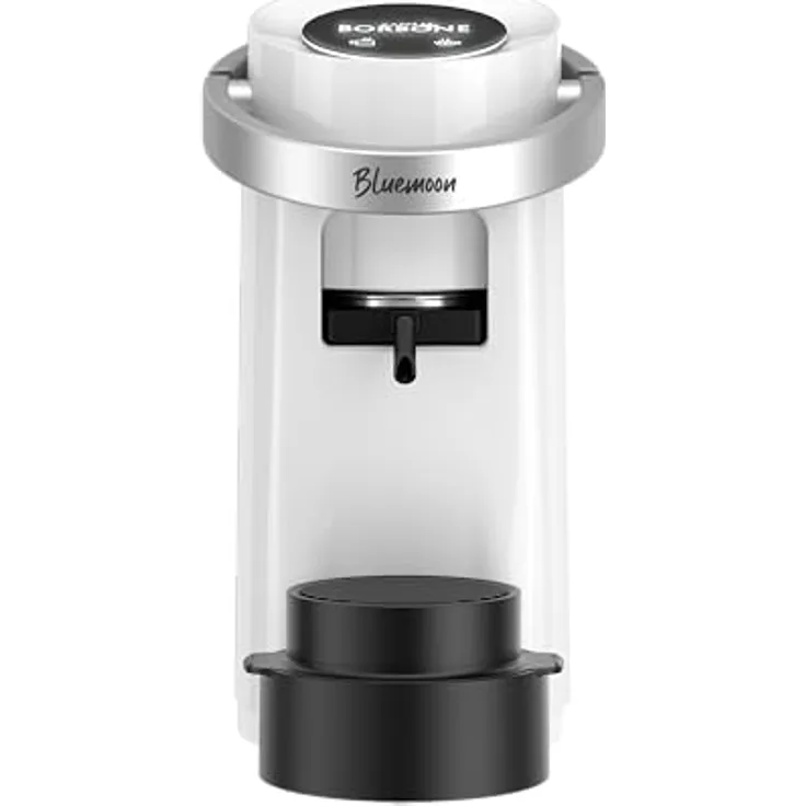 CAFFÈ BORBONE Bluemoon Kaffeepadmaschine, 15 Bar Druck, 0,9 l Tank, elegantes weißes Design