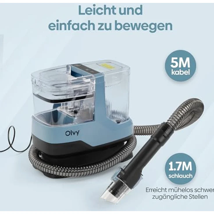 Olvy Teppichreiniger Waschsauger 17.000 PA, leistungsstarker Nasssauger für Sofa, Auto & Teppich, inkl. Zubehör & Reinigungsmittel – Bild 7