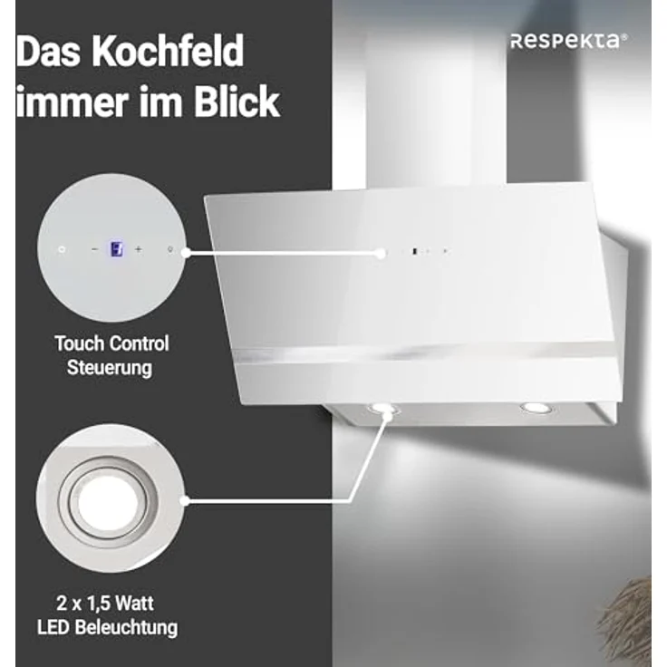 Respekta CH24080WM Kopffreihaube, Wandmontage, weiß – Bild 4