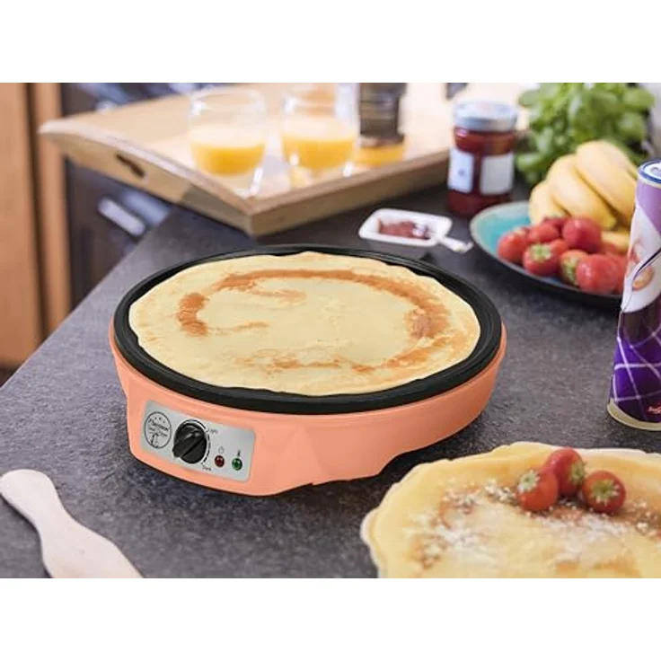 Bestron Crêpes Maker, Ø 30 cm, Antihaftbeschichtung, 1000 Watt, Sweet Dreams Kollektion, Orange – Bild 3