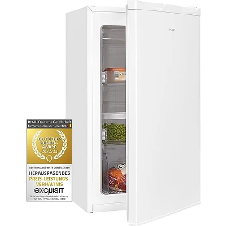 Exquisit Gefrierschrank GS5111-330E weiss | Kleiner Gefrierschrank 63 Liter Volumen | 4* Gefrieren | Tiefkühlschrank klein mit Temperaturregelung – Bild 1