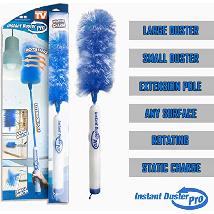Elektro-Oberflächenbürste Instant Duster Pro Best Direct, Set, 4-TLG., inkl. großem und kleinem Staubwedel (austauschbar), Staubwedel mit Teleskopstiel, rotierend, elektrisch, batteriebetrieben – Bild 2