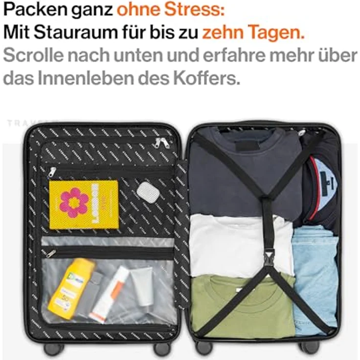 Travely Premium Koffer 24" - Hartschalen Koffer mit über 75L Volumen, sanften Rollen & TSA Schloss – Bild 3