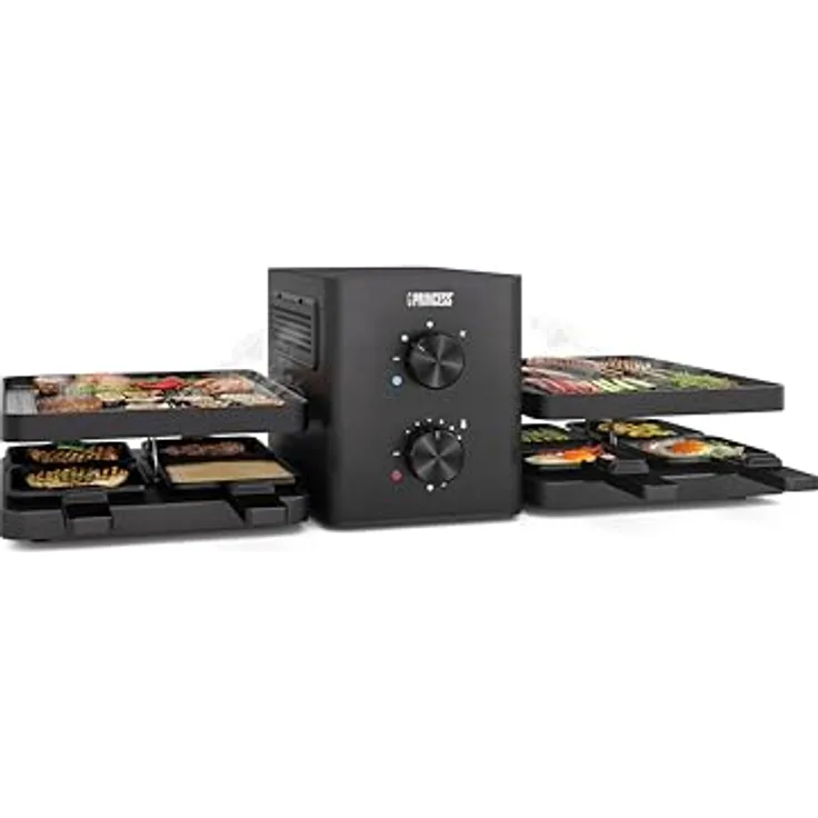 Princess Raclette Purify, 8 Personen, Integriertes Luftfiltersystem, Verstellbarer Thermostat, Spülmaschinenfeste Teile, Antihaftbeschichtung, Modernes Design, Überhitzungsschutz, 162660