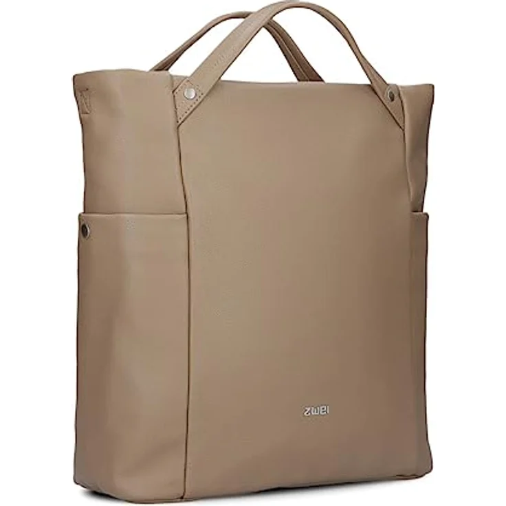 ZWEI Handtasche Pia PI120 Shopper aus genarbtem Kunstleder, Braun, 32.5 x 13 x 36 cm – Bild 1