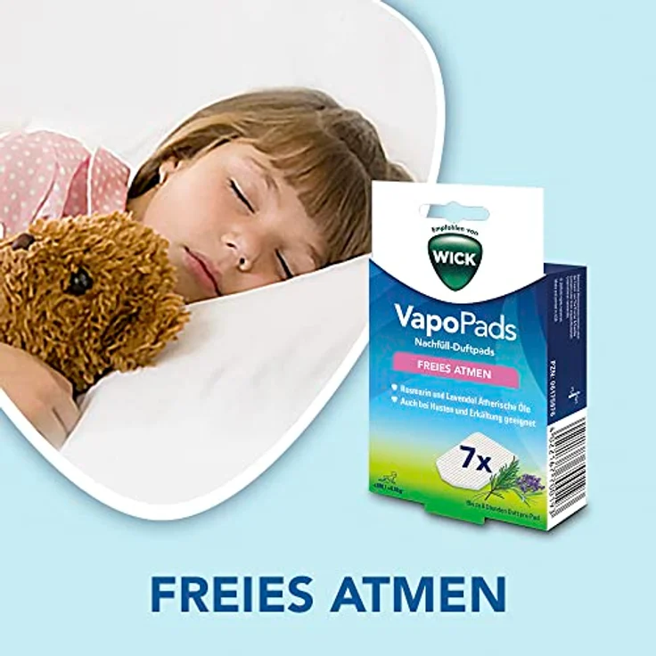 WICK Vapo Pads Rosmarin und Lavendel, mit ätherischen Ölen, Passen zu unseren Luftbefeuchtern, Inhalatoren und Diffusoren, Bei Erkältung und Schnupfen, Setzen lindernde Dämpfe frei, Weiß, 7er-Pack – Bild 2