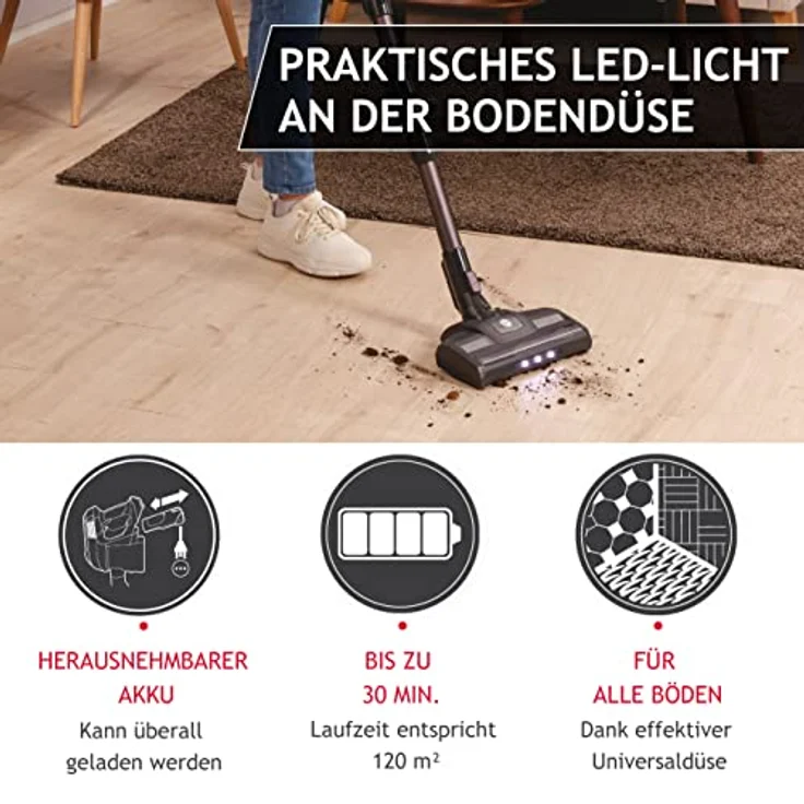 Hoover HF1 Flex Akku-Staubsauger ohne Beutel + Knick-Gelenk – bis zu 120 m² mit 1 Akkuladung – kabelloser Staubsauger mit XL Staubbehälter & Parkfunktion – Handstaubsauger mit Fugendüse & Staubbürste – Bild 4