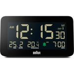 Braun BC10B-DCF Funk-Digitalwecker, DCF-Zeitgesteuert mit Datums-, Monats- und Temperaturanzeige, negatives LCD-Display, schwarz