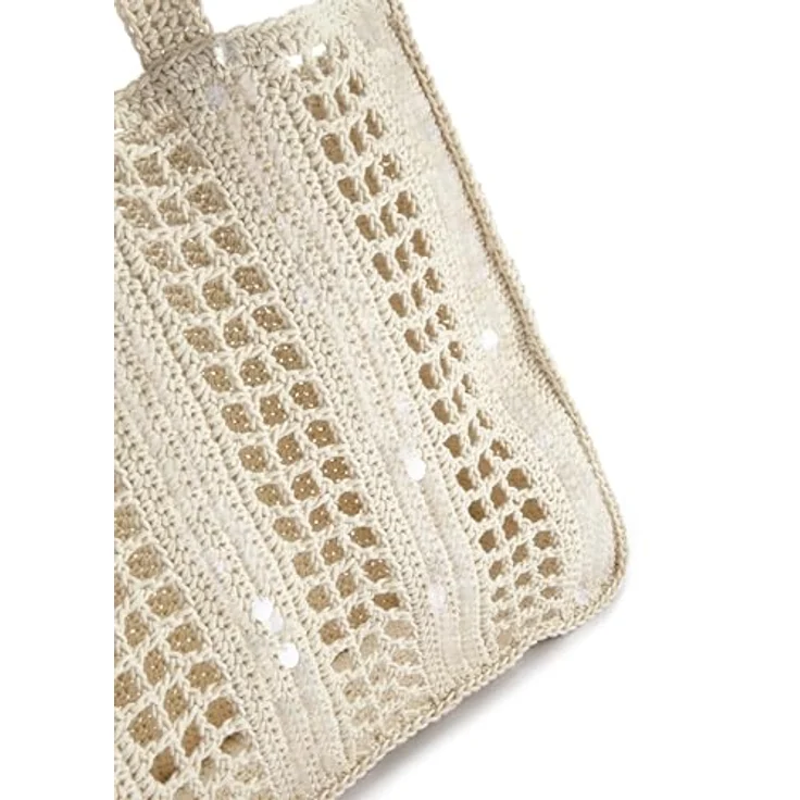Vivance Shopper Strandtasche, Häkel-Design mit Paillettendetails, viel Stauraum für Stadtbummel und Urlaub – Bild 4