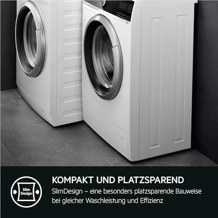 AEG LSR6SA75260 Waschmaschine kompakt, 416 mm Tiefe, 6 kg, ProSense Mengenautomatik, smarte Beladungserkennung, A, leise, Nachlegefunktion, Wasserstopp, 1200 U/min, matt schwarz – Bild 3