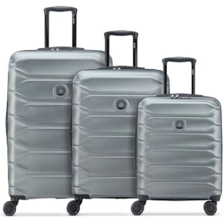 Delsey Paris Meteor Kofferset 3-teilig, grau, 100% ABS mit Dehnfalte, 50 cm x 32 cm x 78 cm, 4 Rollen – Bild 1
