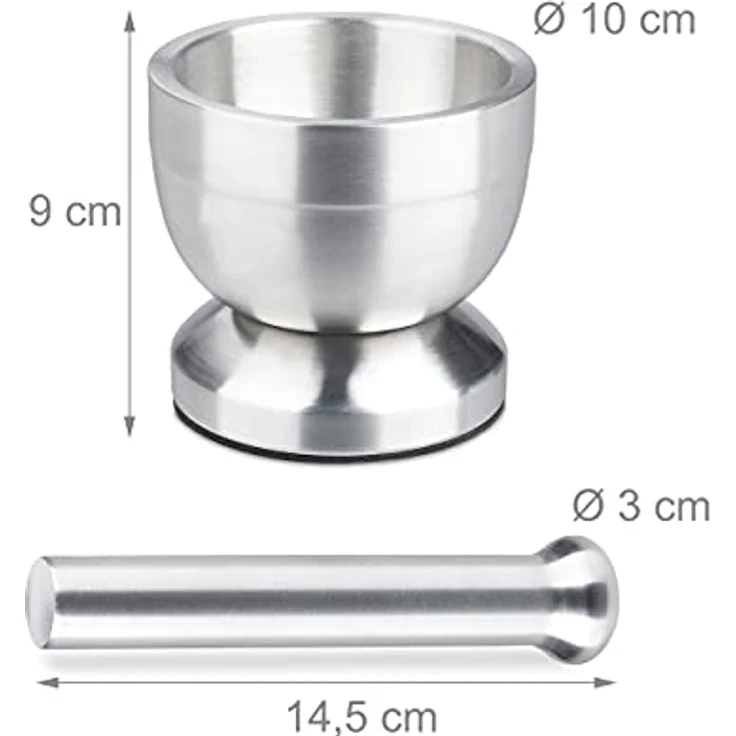 relaxdays Mörser Mörser mit Stößel Edelstahl, 200 ml Volumen, silber – Bild 4