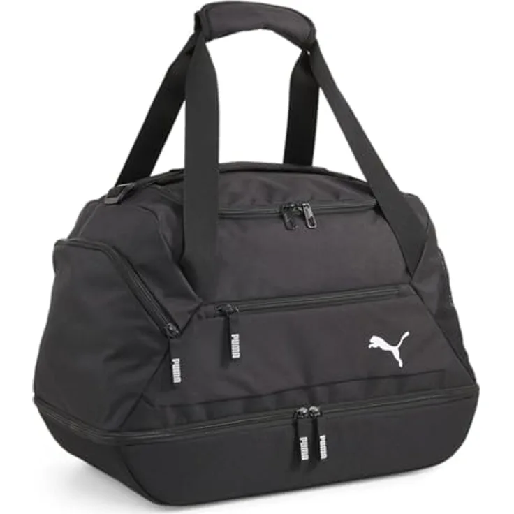 PUMA Sporttasche TeamGoal Teambag BC S, praktische Sporttasche in schwarz mit mehreren Fächern und verstellbarem Schulterriemen