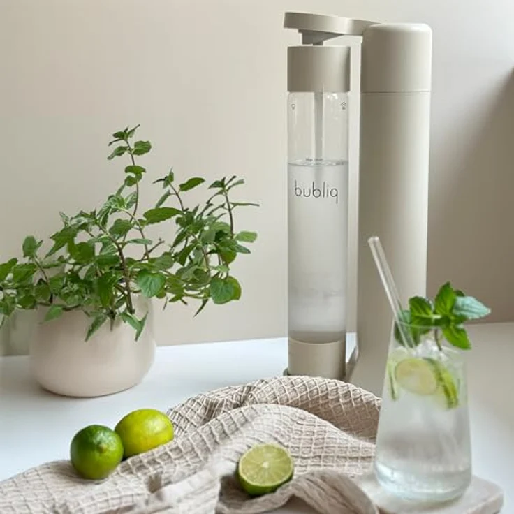 bubliq Wassersprudler, Beige, mit 1 l Flasche, skandinavisches Design, Air-Charge-Technologie, für alle Getränke geeignet – Bild 4