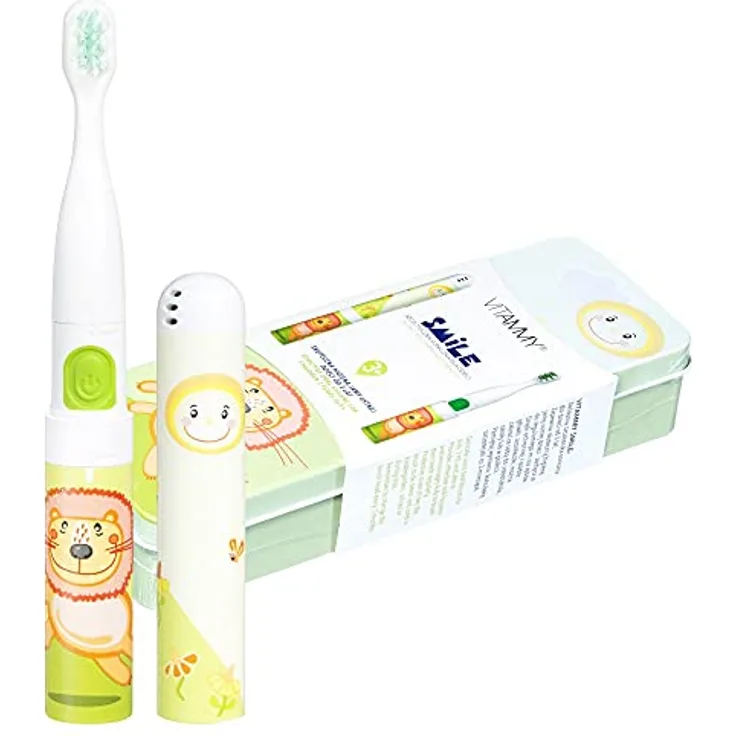 Vitammy Smile Kids Sonic Zahnbürste (grüner Löwe) für Kinder ab 3 Jahren mit Schalltechnologie