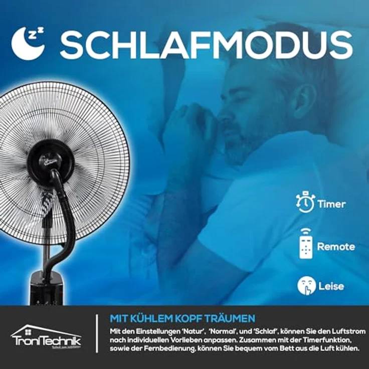 TroniTechnik Standventilator Turmventilator Vernebler SV05 40cm, inkl. Oszillation – Bild 9