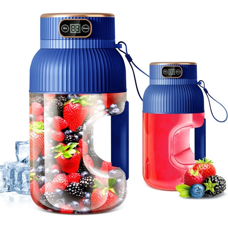 Fine Life Pro Tragbarer Standmixer, 1200 ml, 78 W, schnelle Saftpresse mit 20.000 U/min und 10 scharfen Messern, für Küche, Fitness und Outdoor