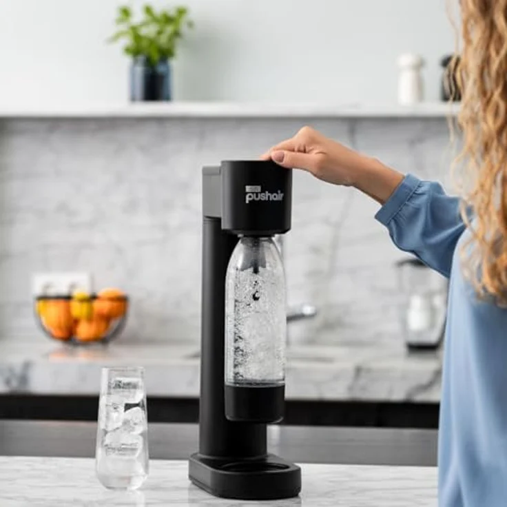 DAFI Pushair Wassersprudler, schwarz, inkl. 1 CO2-Zylinder und 0,7l Flasche – Bild 3